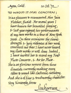 A general letter of reference I requested from Lou after I graduated (B.A.) from San José State.